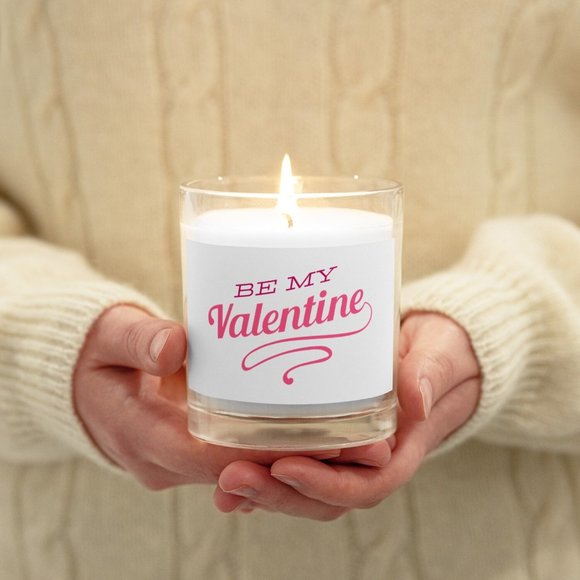 "Be my Valentine" Elegant Glass jar candle (Customizable) - Picture 1 of 1